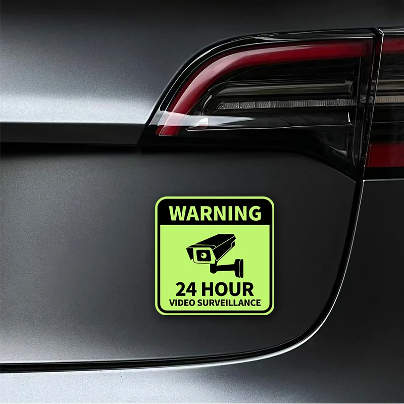 1PC WARNING 24HOUR VIDEO SURVEILLANCE Motorcycle Glow Stickers Motorbike Front Fairing Car Window Bumper Glow-in-the-dark Decals image 5