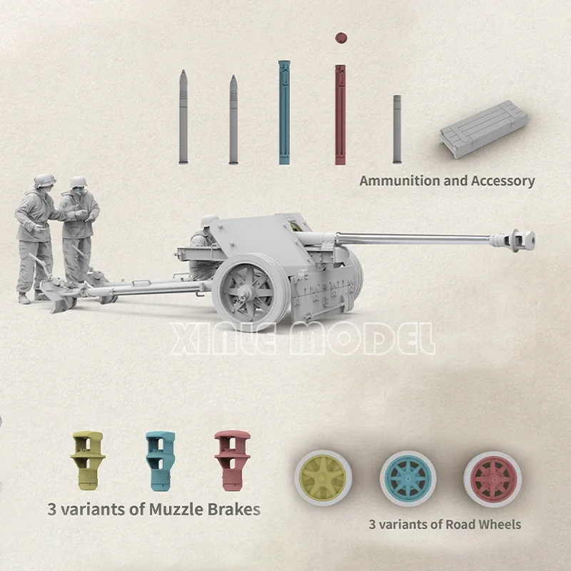 BORDER Plastic Assembled Tank Model Kit BT-051 German PAK40 75MM Anti-Tank Gun with 3 Artillery 1/35