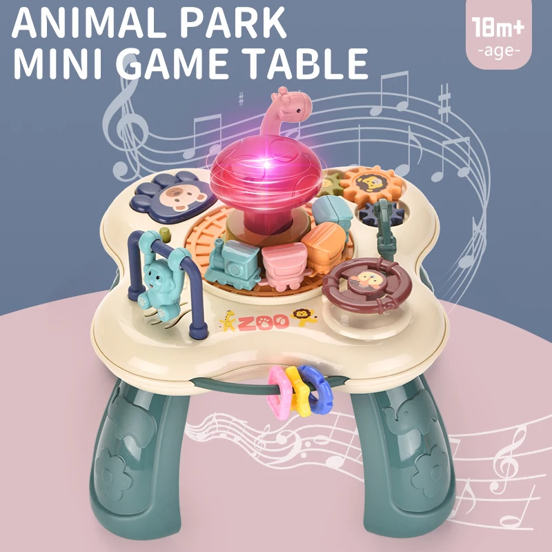 Animal Park Mini Baby Game Table, Musical Light Multi-functional Early Educational Activity Toy for Toddlers 18M+ Birthday Gift