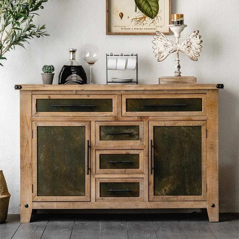 American solid wood chest, industrial style retro and old storage