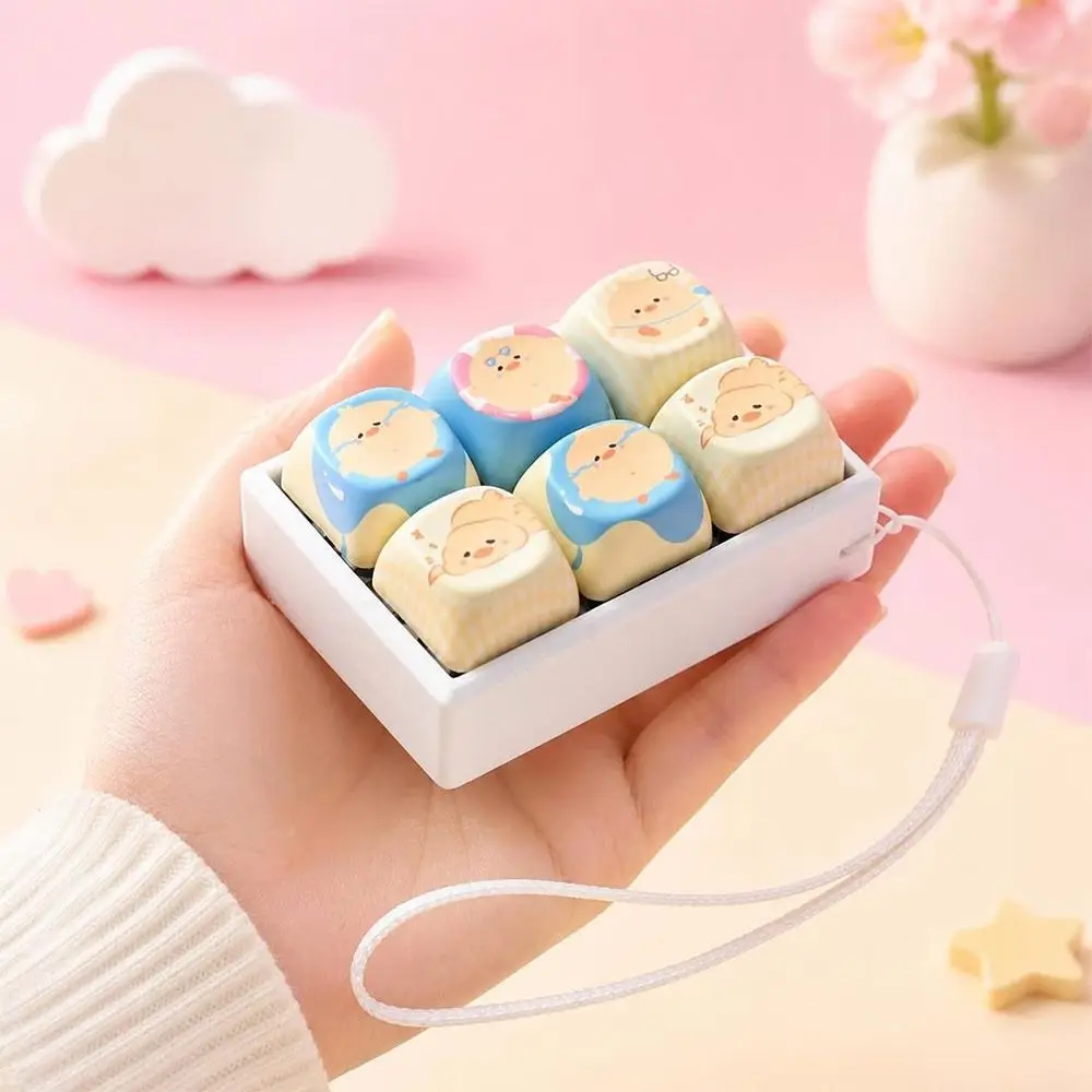 New Cute Animal Shape Button Squeeze Keychain Push Button Stress Relief Fidget Keychain Decompression Clicker Adults