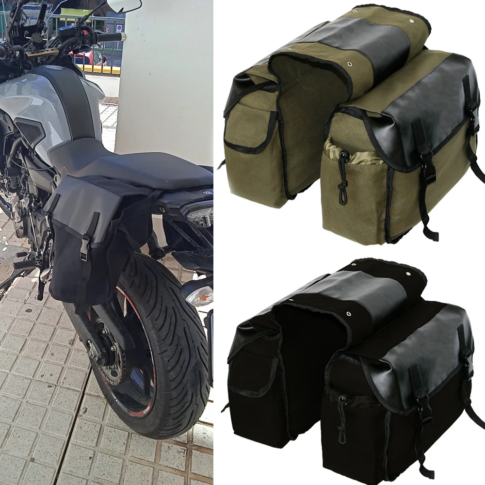 Motorcycle Saddlebag Luggage Bags Waterproof Canvas Stroage Bag For Honda shadow For Suzuki dr 650