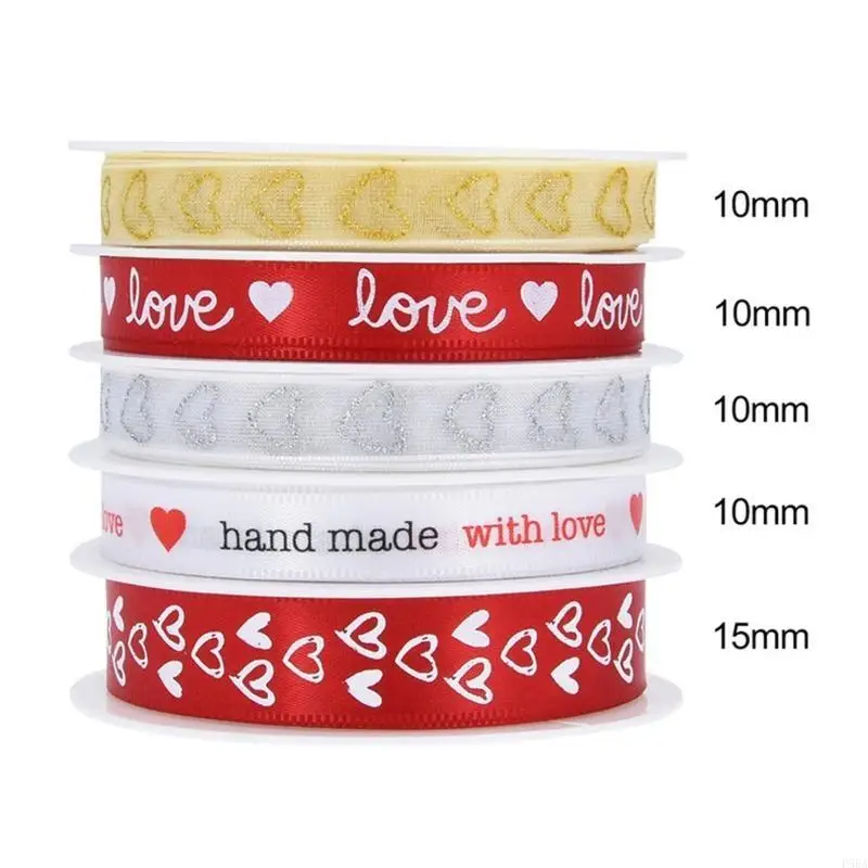 

P88A Valentines Ribbon Birthday Ribbon For Wreaths Heart Ribbon For Gift Wrapping Ribbon For Flowers Bouquets