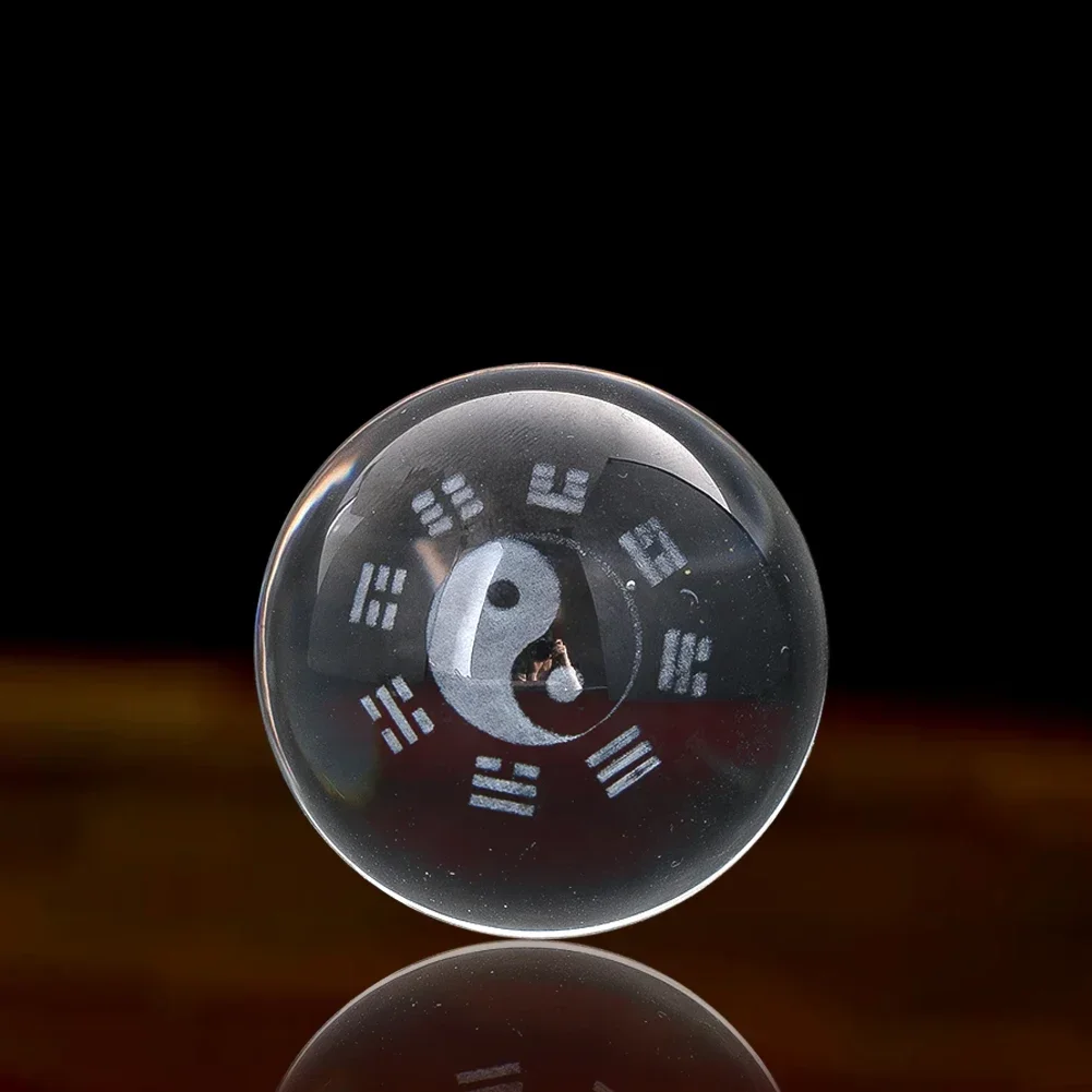 Bola de cristal 3D Tai Chi taoísta chino Feng Shui Yin Yang polaridad exorcismo mascota esfera en miniatura decoración del hogar pisapapeles regalos