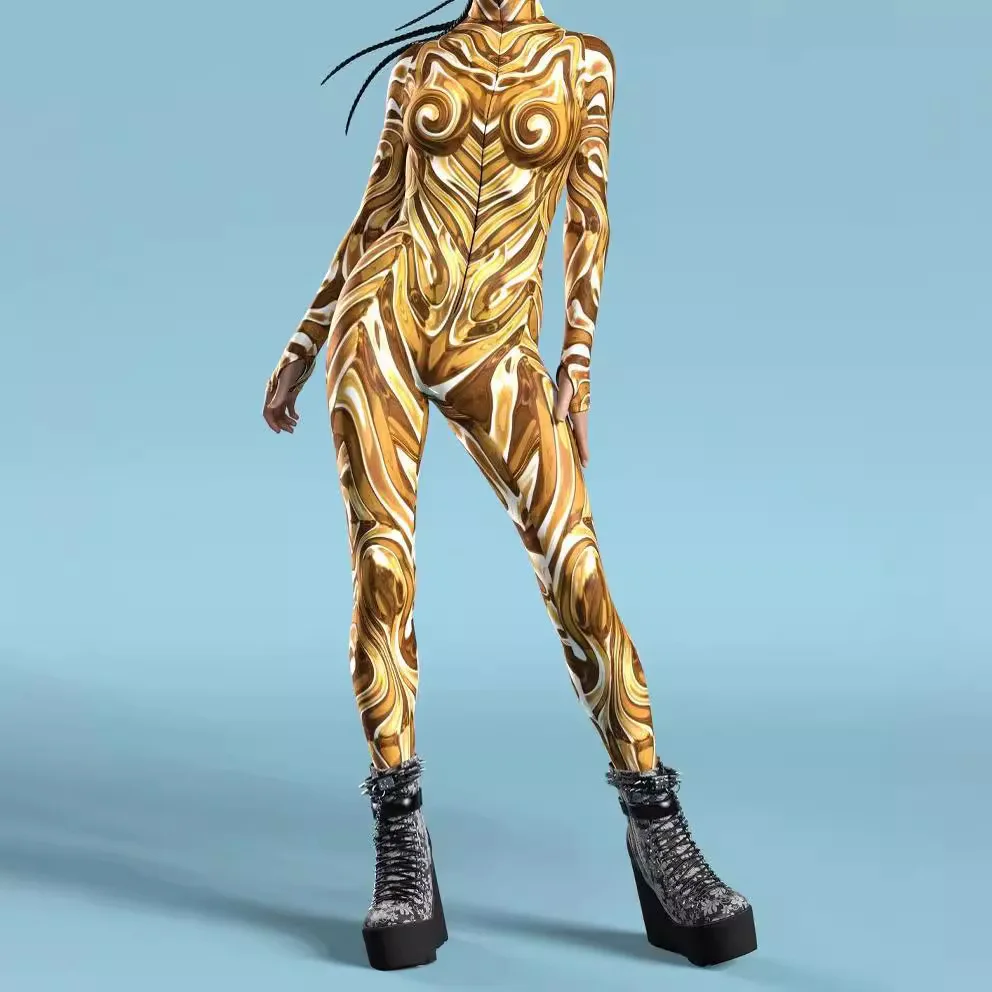

Sexy Leopard Printing Holiday Party Women Cosplay Skinny Jumpsuit Wear Onesie Costume Holiday Game Elastic Bodysuits Rompers