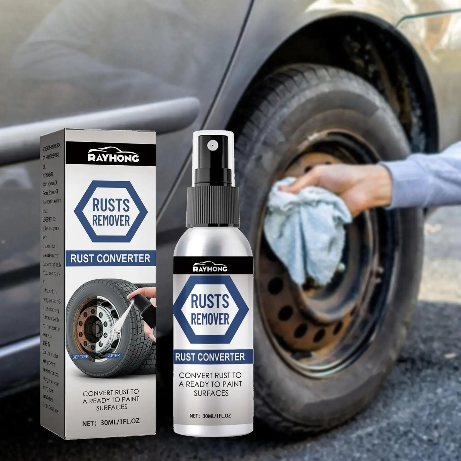 Spray convertidor de óxido de 30 ml, lubricante de renovación multifuncional para tratamiento de chasis antioxidante, pintura metálica de coche