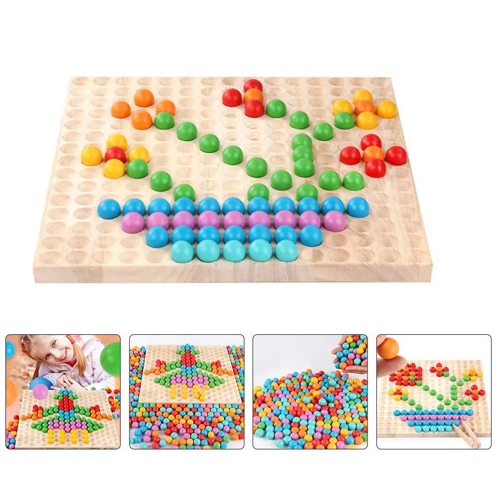 

1Set Kids Wooden Puzzle Board Game for Early Education Family Interaction Creative Thinking Learning Plaything