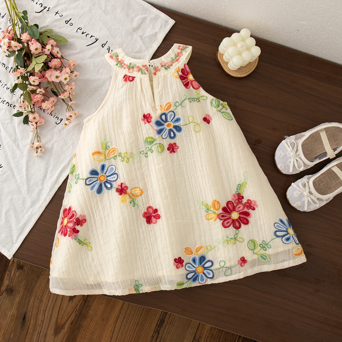 Summer New Baby Girl Dress Flower Embroidered Children'S Clothing (6 Months -4 Years Old)