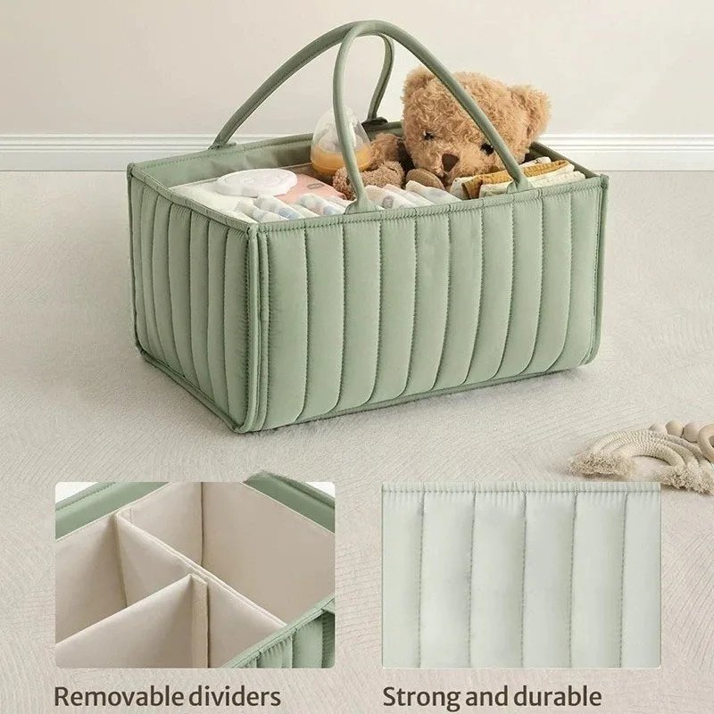 Baby Diaper Caddy Nursery Storage Basket for Newborn Essentials Travel Baby Basket for Diapers Baby Wipes Organizer Bag Storage