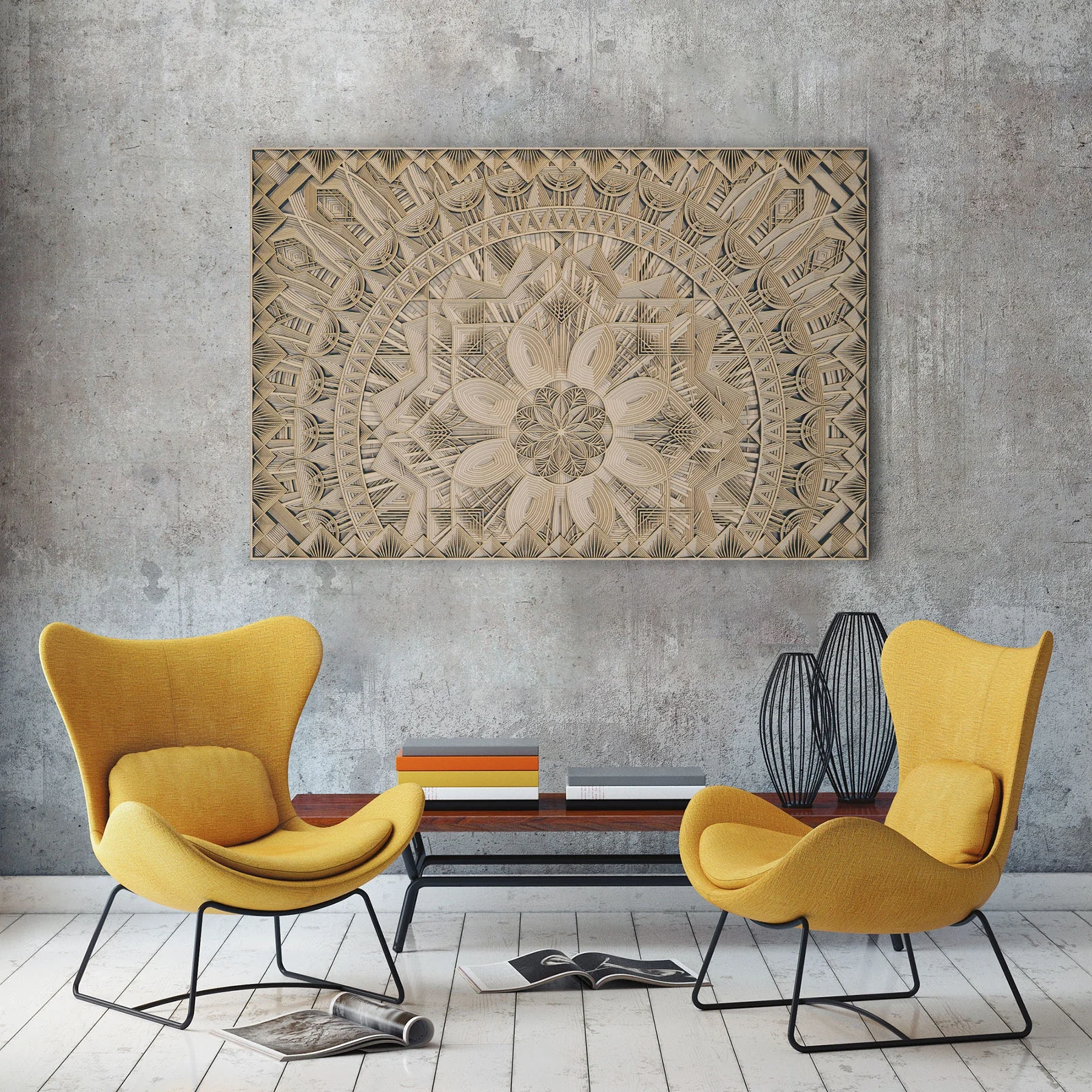 Creative wall home soft decoration three-dimensional art wood mural painting