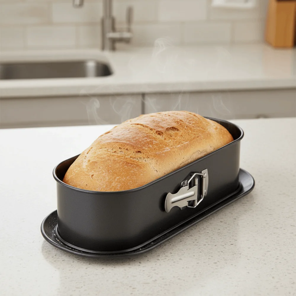 Durable Carbon Steel Oval Removable Bottom Cake Pan Non-Stick Snap Fastener Toast Mold Heat-resistant Baking Pan Oven