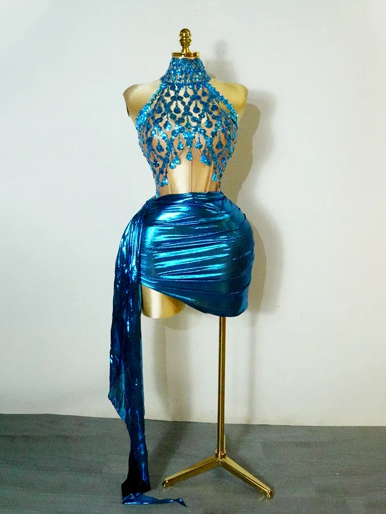 

Music festival Diamonds strapless 2-piece set Party dress wedding fashion show birthday outfit Celebrate fashion show costume