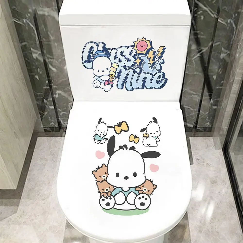 Sanrio Cartoon Pochacco Creative Personalized Toilet Sticker Kawaii My Melody Toilet Waterproof Sticker Wall Decoration Gift