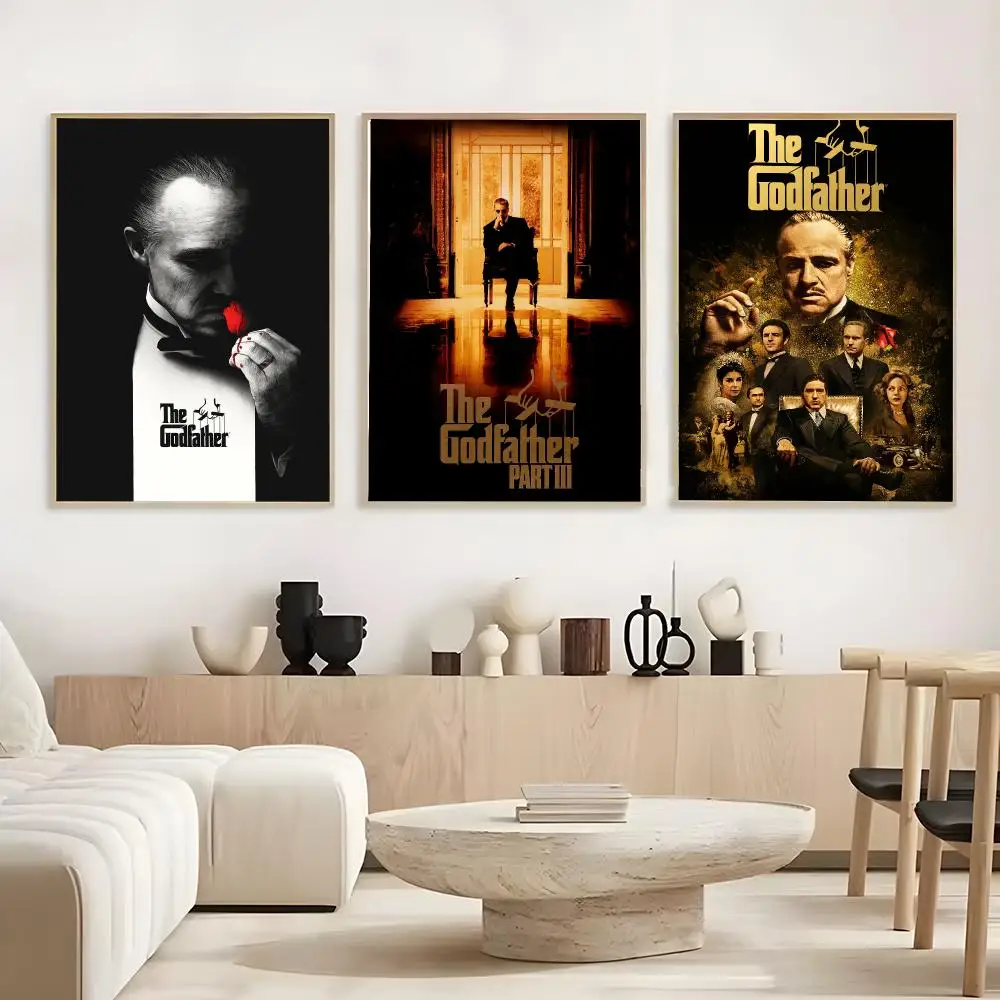 Classic, Retro, Wall Art, The Godfather Movie Poster Frameless Poster Self-adhesive Art Waterproof Paper Sticker Coffee House Ba