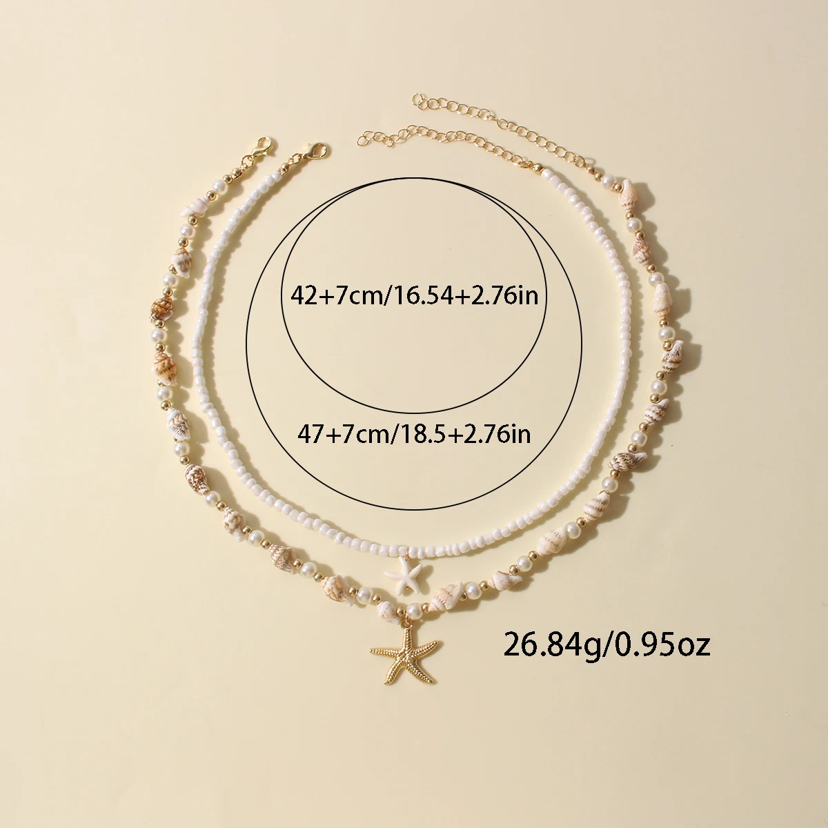 2PCS Bohemian-style beach resort style shell starfish rice bead necklace, creative starfish pendant collarbone chain image 6