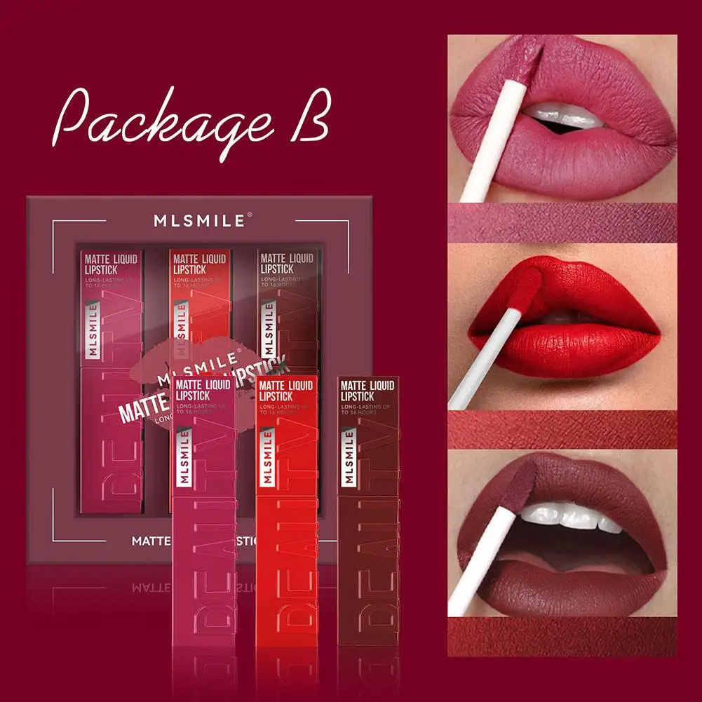 6 Farben Sexy Matte Nude Flüssige Lippenstifte Antihaft-Cup Langlebiger Samt-Lipgloss Vierkantrohr Lippentönung Wasserdichtes Lippen-Make-up