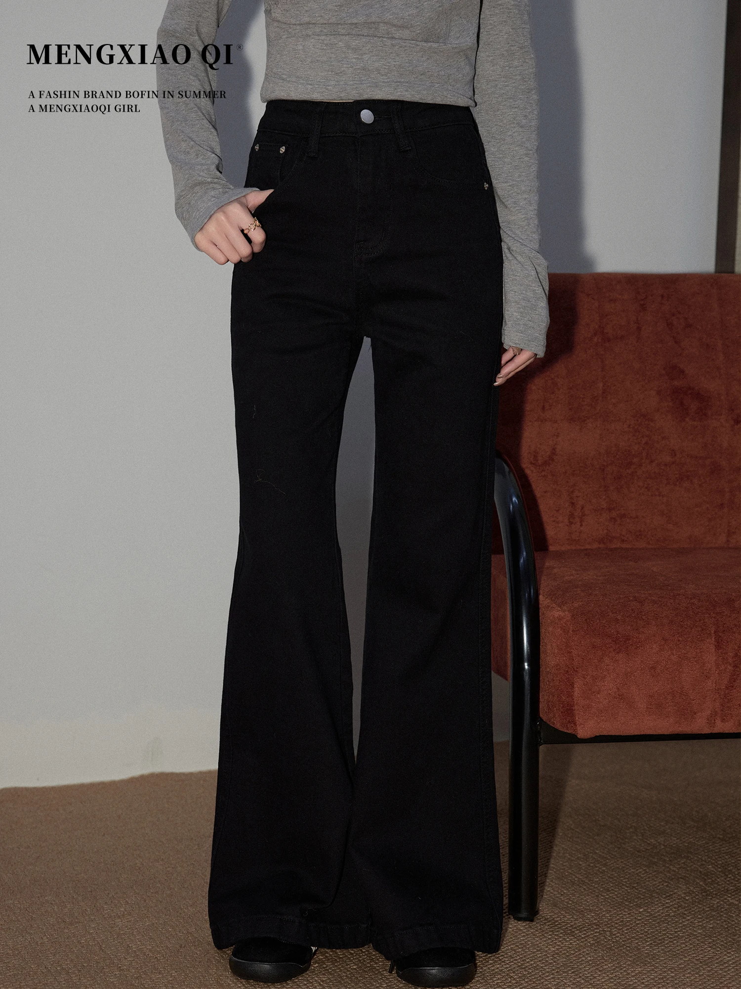 

Женские джинсы Bla с высокой талией, повседневные, осенне-зимние, новые, прямые, струящиеся, в пол, универсальные, широкие, расклешенные