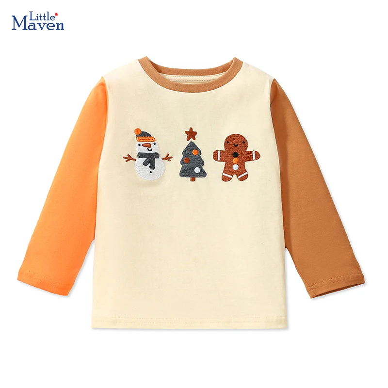 Little Maven Europa America Nuovo cartone animato Albero di Natale Abbigliamento per bambini T-shirt T-shirt Natale Pupazzo di neve T-shirt per