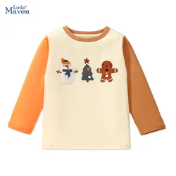 Little Maven Europa America Nuovo cartone animato Albero di Natale Abbigliamento per bambini T-shirt T-shirt Natale Pupazzo di neve T-shirt per ragazzo Top in cotone