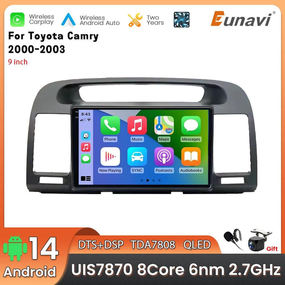 Android 14 2 Din Car Multimedia Player For Toyota Camry 2000-2003 Head Unit Stereo GPS Navigation BT WIFI