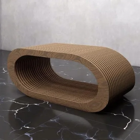 

Z Organic Oval Shape Layered Wooden Coffee Table Center Table Leisure Furniture For Living Room ApartmentZ