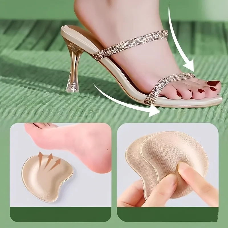 2 Pairs Self-Adhesive High Heel Insoles | Non-Slip Shock-Absorbing Cushion, Breathable Thick Sole Pads for Women High Heels