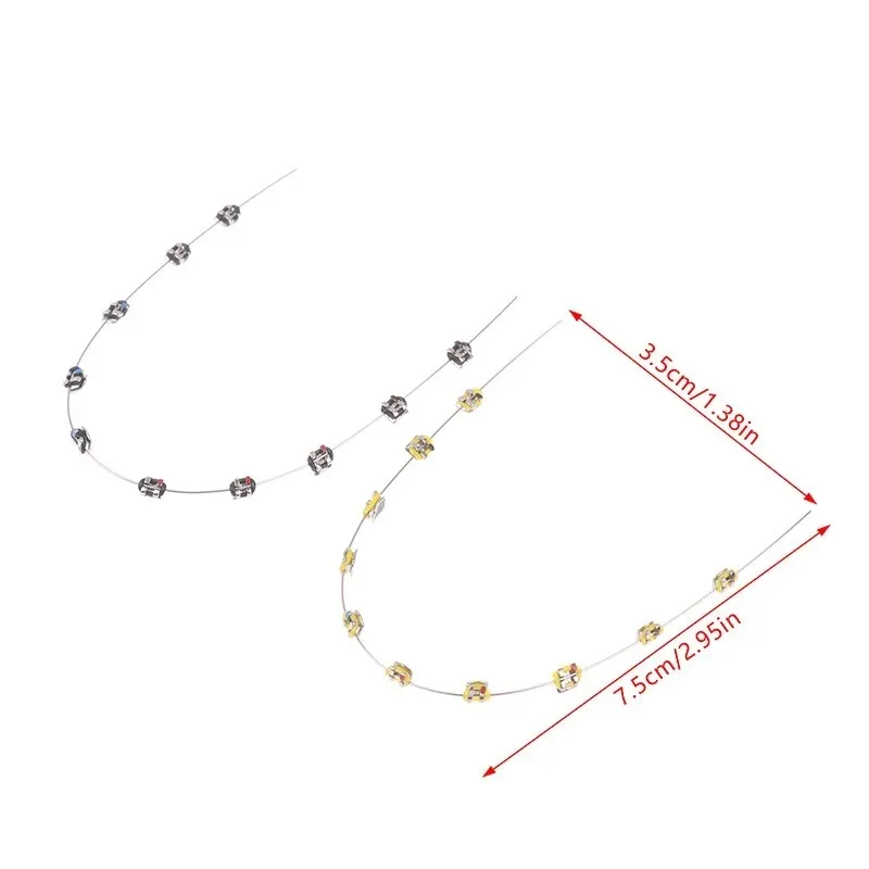 Colorful Temporary Tooth Decoration 1 Pair with Metal Wires Fake Brackets Orthodontic Ligature Ties Braces Dental Decorations