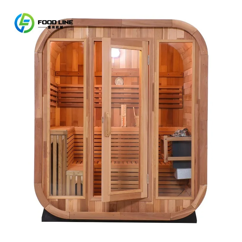 Customized Luxury garden outdoor 4-8 person cedar sauna traditional steam sauna panoramic window sauna with heater and hot rock