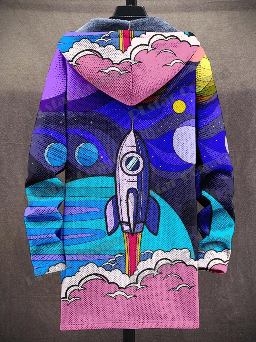 Hippie Colorful & Ethnic Tribe Art Pattern 3D Printed Mens Fashion Plush Thick Hooded Coat Winter Casual Warm zipper jacket CM25