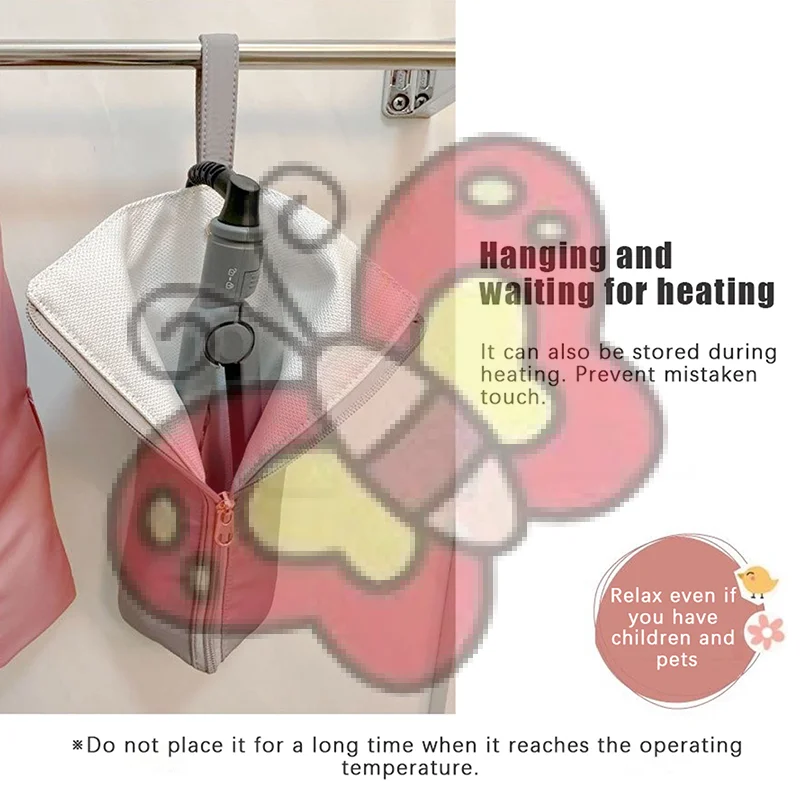 

Heat Resistant Travel Bag for Hair Curling Iron Lightweight Portable Iron Holder with Zipper - Hair Straightening & Curling Mat