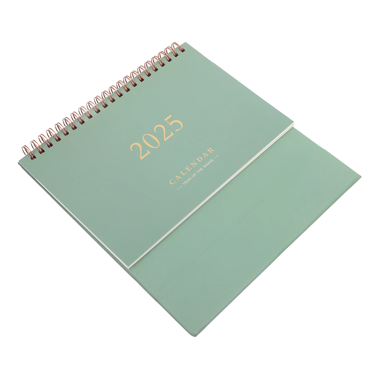 

Gold Stamping Desktop Calendar 2025 Minimalist Thick Paper Metal Binding Calendars Daily Use Small Clear Desk