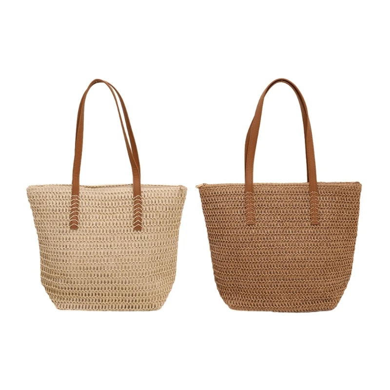 

Straw Woven Tote Bag for Women Hand-woven Shoulder Bag Vacation Bag-Beach-Bag