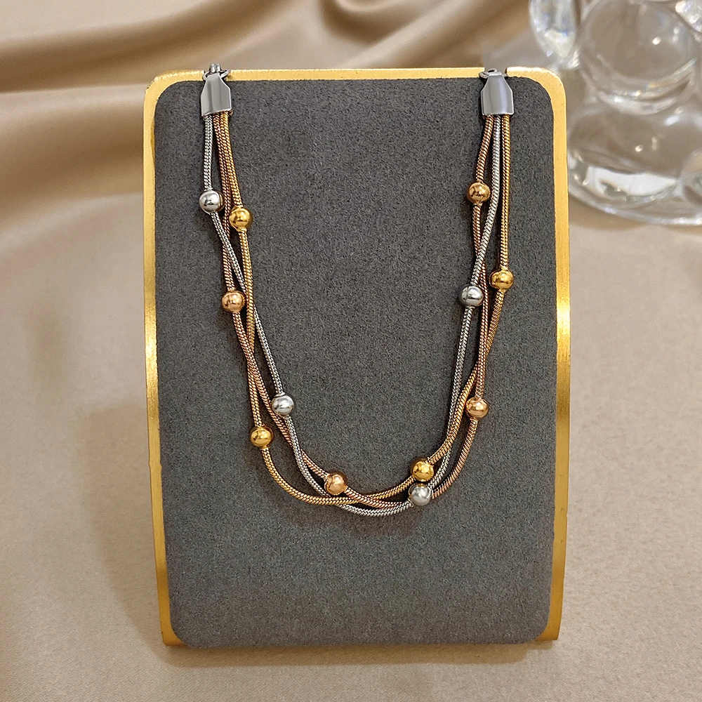 Stilvolles verstellbares Armband aus Edelstahl in Gold und Silber für Damen, elegante mehrschichtige Wickelarmbänder mit Perlen, Party-Schmuck – Detail 7
