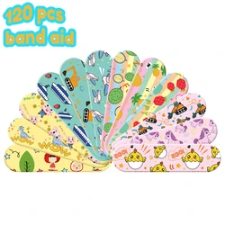 120pcs Cartoon Pattern Waterproof Band Aid Hemostasis Adhesive Bandages First Aid Emergency Kit Wound Plaster Patches for Kids