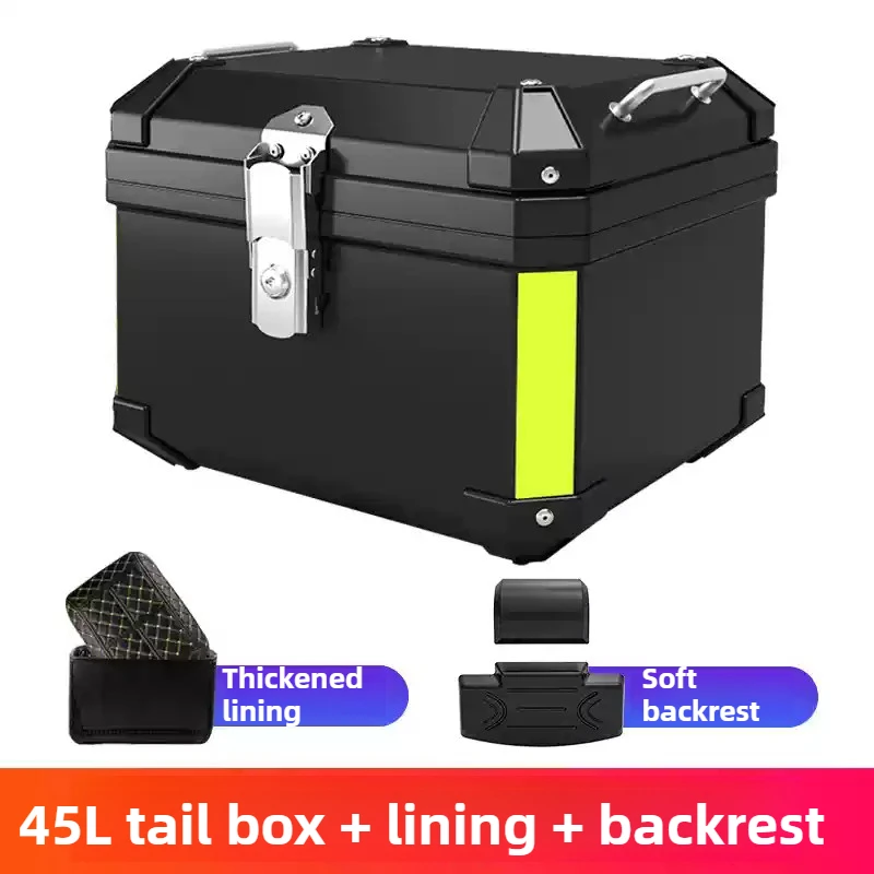 45L Motorcycle Helmet Box Tail Rear Luggage Storage Tool Cases Lock ABS material Motorcycle trunk with large capacity removable