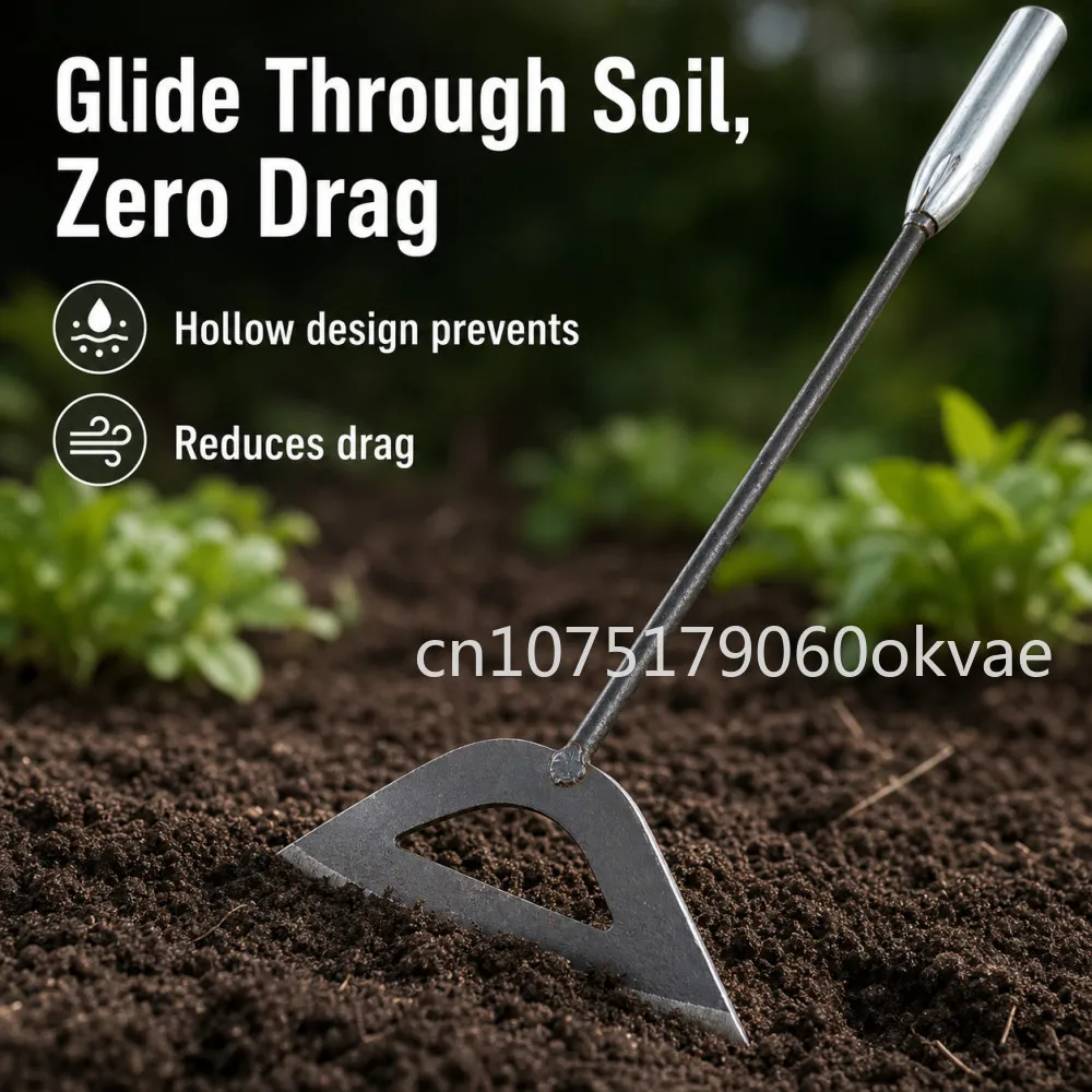 Hollow Arc Garden Hoe Sharp Forged Blade Long Iron Handle Manual Weeding Tool for Farm and Vegetable Garden Maintenance