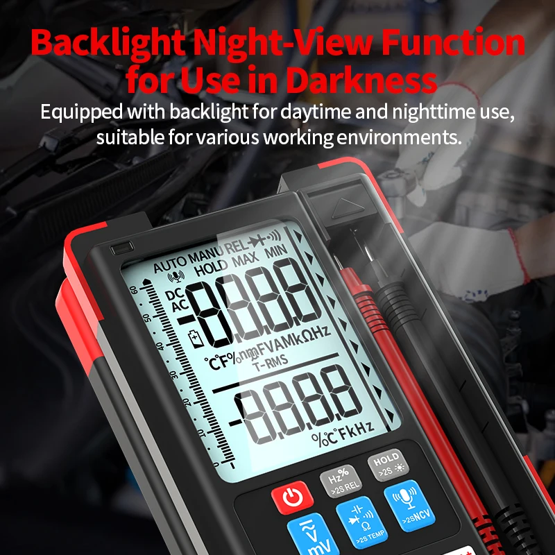 ZOYI الرقمية المهنية المتعدد البث الصوتي AC DC فاحص التيار صوت متعدد الوظائف هرتز hFE أوم أداة + إنذار صوتي