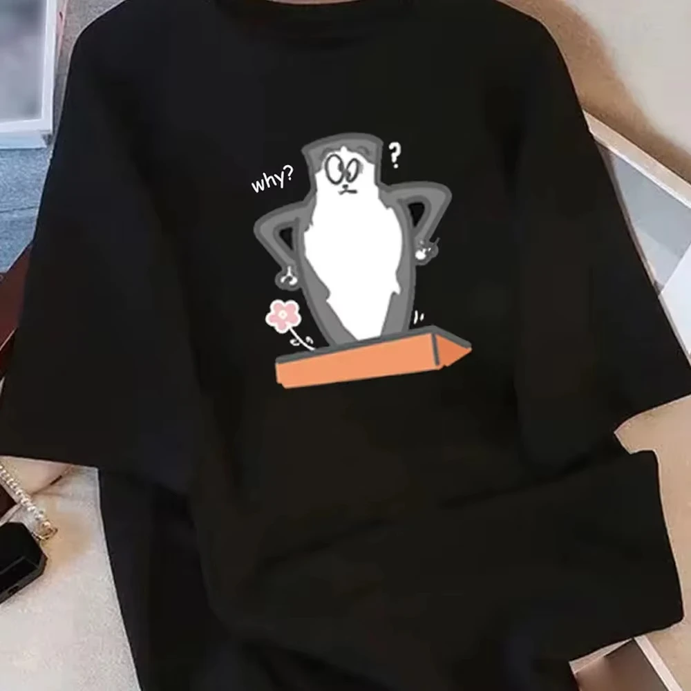 

Women's Y2K Loose T-Shirt - Cute Lazy-Cat Graphic Tee Soft Breathable Tops Everyday Casual Outfits - Funny Animal Shirt