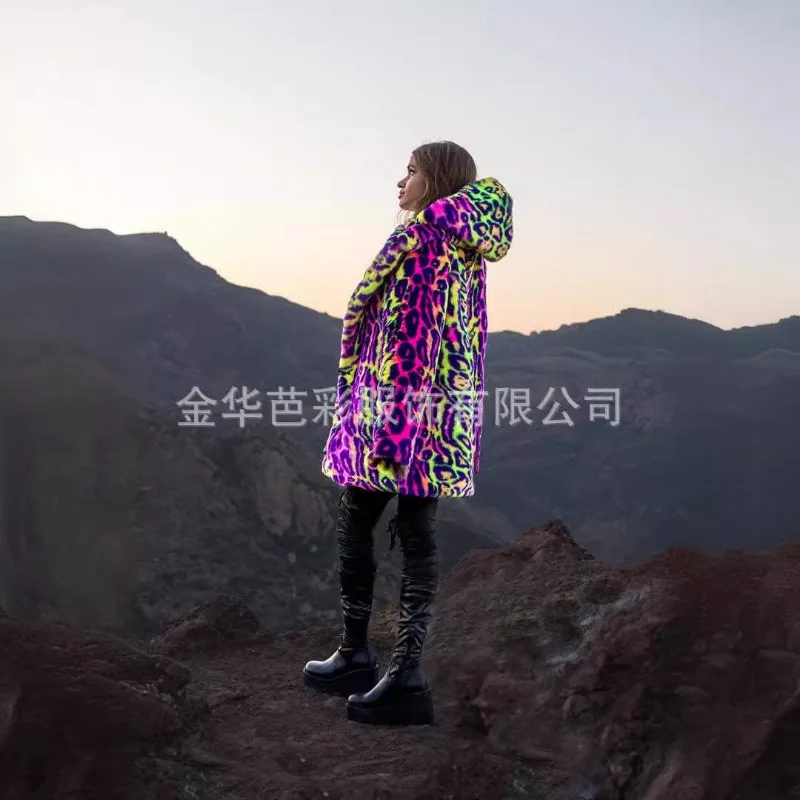 Dames Winter Tops Jas Nepbont Korset met capuchon Luipaard Vintage Comfortabel Casual Design Mode Zacht Niche Veelzijdig Mager