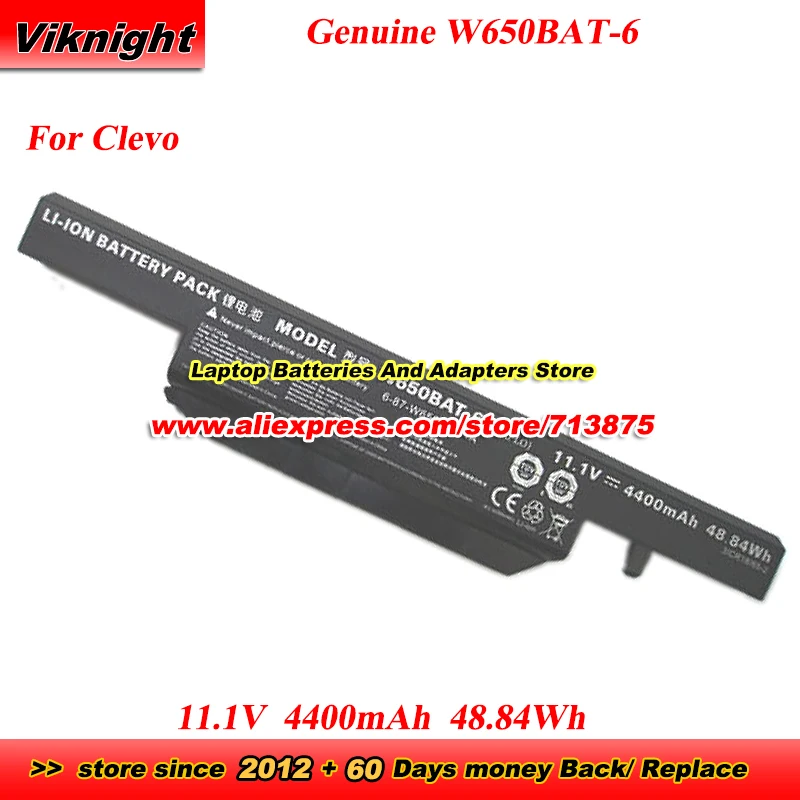 

Оригинальный аккумулятор W650BAT-6 11,1 В 4400 мАч 48,84 Втч 6-87-W650S-4D4A для Clevo W650S W670RB Hasee K650C K650D K750D Thunderobot G150