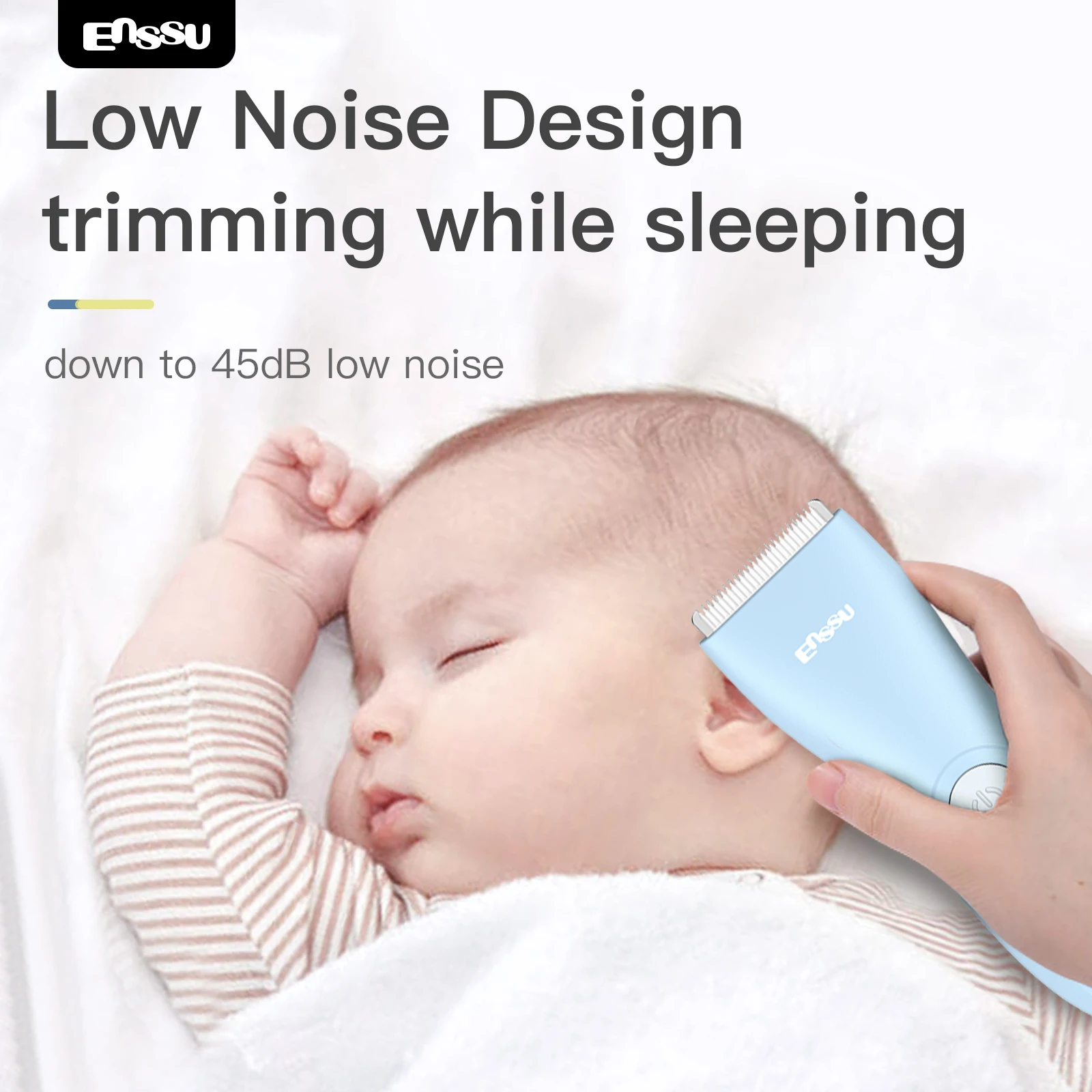 Enssu Baby Hair Clipper, Ultra Quiet Waterproof Electric Hair Trimmer for Newborn Infant Kids Home Hair Cutting