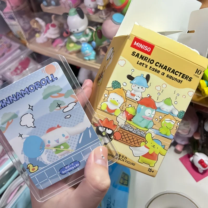 

Hot Sanrio Steam Sauna Series Blind Box Doll Toys Cinnamoroll Pompompurin Trendy Toys Ornament Mystery Box Kids Christmas Gifts