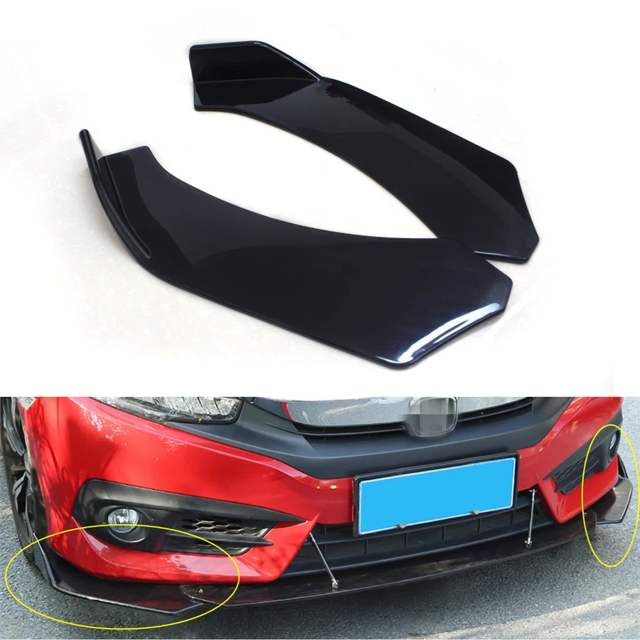 2pcs Black Car Front Bumper Splitter Lip Body Protector Diffuser Bumper Canard Lip Body Shovels Kit