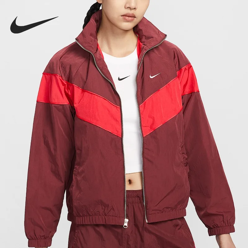 Nike Woven Ribbed Cuff Bomber Jacket Spring Autumn Soft Thin Street Daily Wind Outer TopFV6305-619 1PCS
