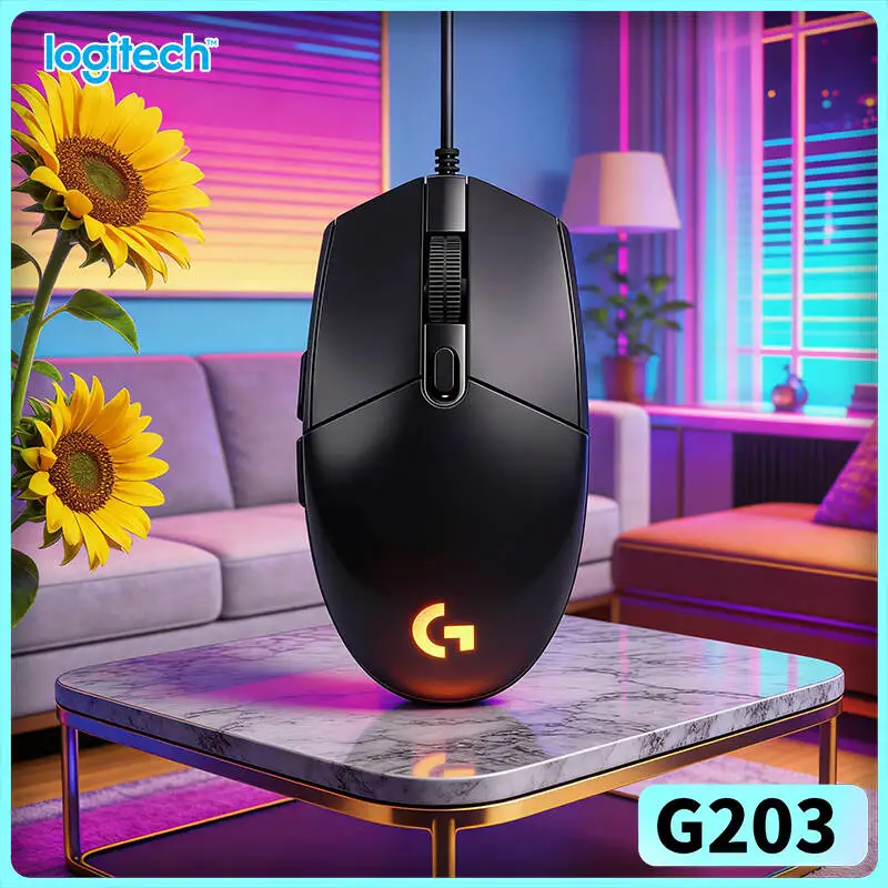 Logitech G203 wired gaming mouse simple ready‑to‑go gaming mouse vivid RGB backlight ergonomic grip USB plug‑and‑play pc