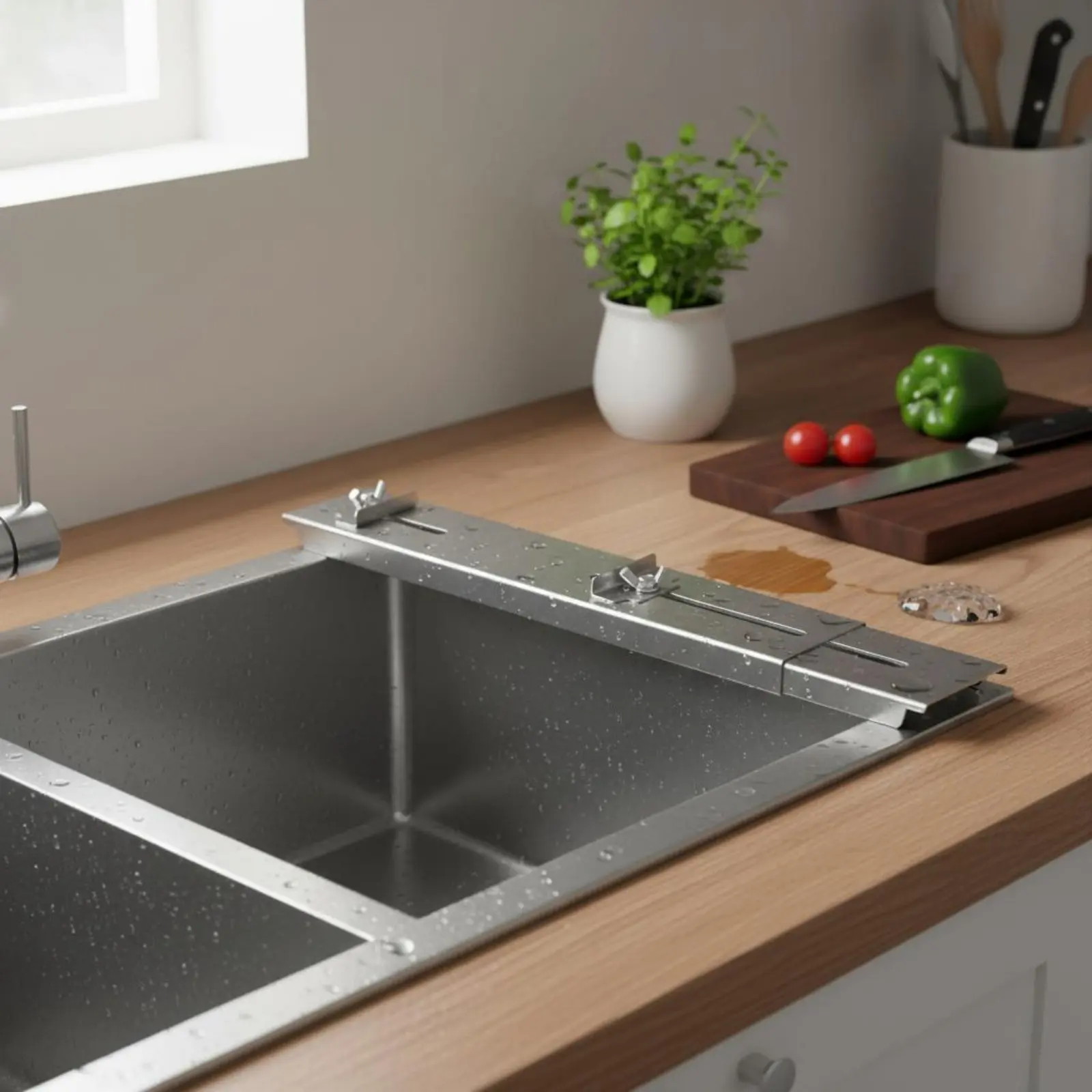 Adjustable Sharpening Stone Holder Non-Slip Whetstone Sink Bridge Stainless Steel Sharpening Stone Base Rust-Resistant for Chefs
