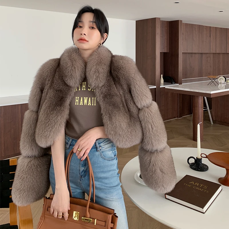 Fangtai 2023NewFashion Real Fox Fur Jacket For Women Winter Warm Luxury Plus Size Outwear FemaleVest Coats Free shipping special