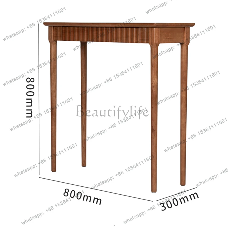Wood Rectangular Console Table Modern Rustic Minimalist Trendy Console Table Hallway Narrow Console Meuble Wabi Sabi Furniture