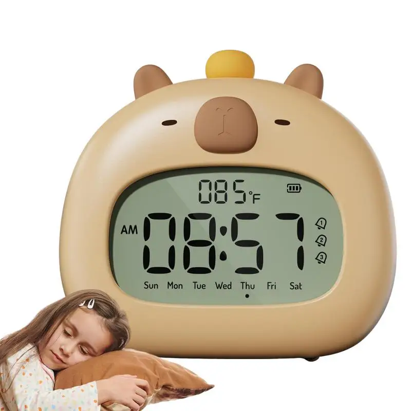 Children Digital Clock Capybara Night Light Cute Capybara Alarm Clock Digital Clock With Adjustable Night Light Girl's Bedroom