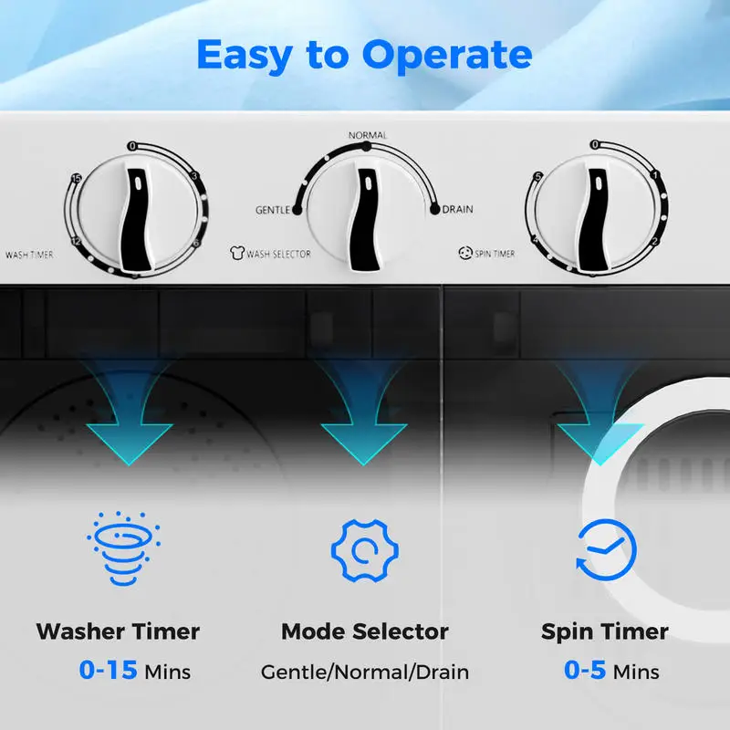 

17.6 lbs Portable Washing Machine with Drain Pump-Black